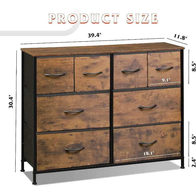 With 8 Drawers, Wide Fabric Dresser for Storage and Organization, Bedroom Dresser, Chest of Drawers