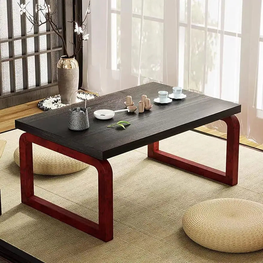 Foldable Coffee Table, Portable Bamboo Tea Table Wooden Low Table for Sitting on the Floor, 23.6X 15.7X 11.8Inch