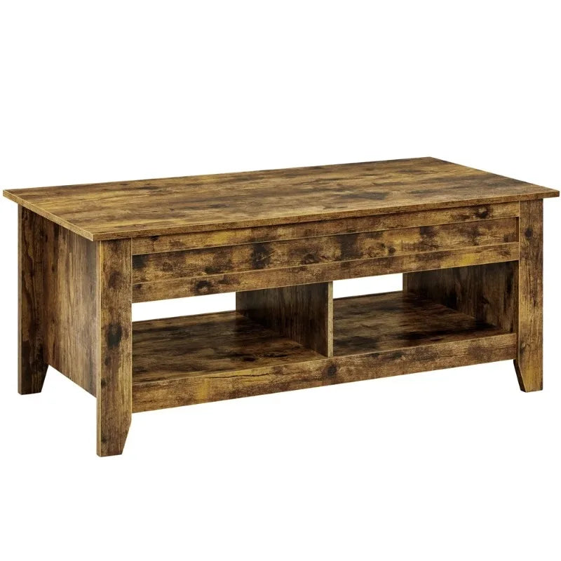 47.5" Lift Top Coffee Table with 2 Storage Compartments, Rustic Brown
