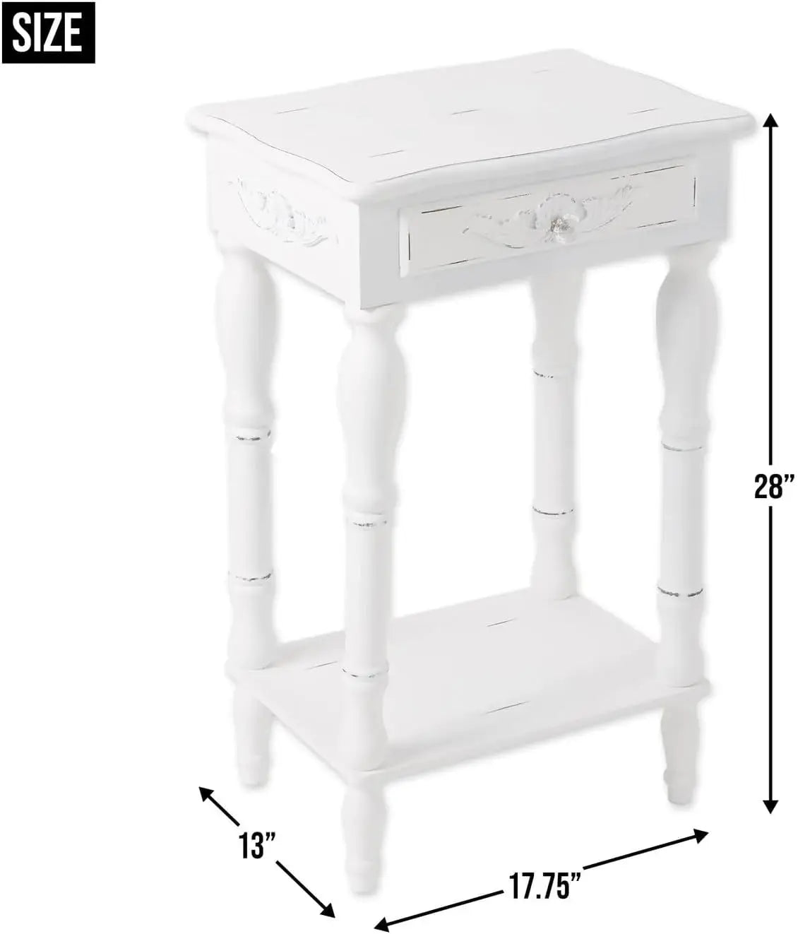 Accent plus 34353 Carved White Side Table, Multicolor