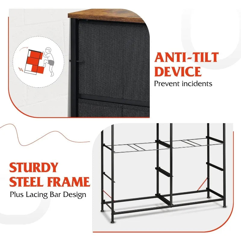 With 8 Drawers, Wide Fabric Dresser for Storage and Organization, Bedroom Dresser, Chest of Drawers