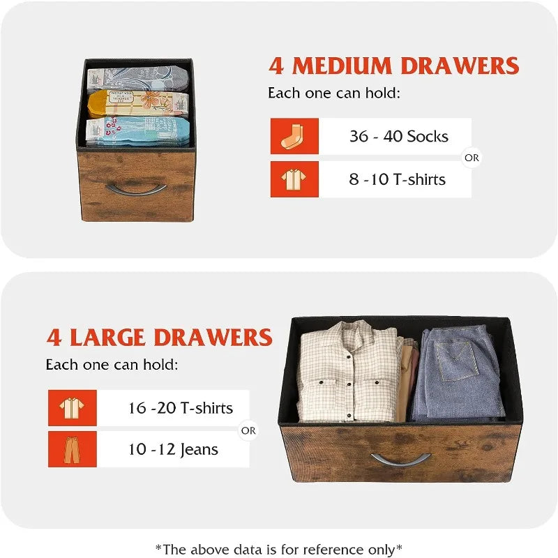 With 8 Drawers, Wide Fabric Dresser for Storage and Organization, Bedroom Dresser, Chest of Drawers