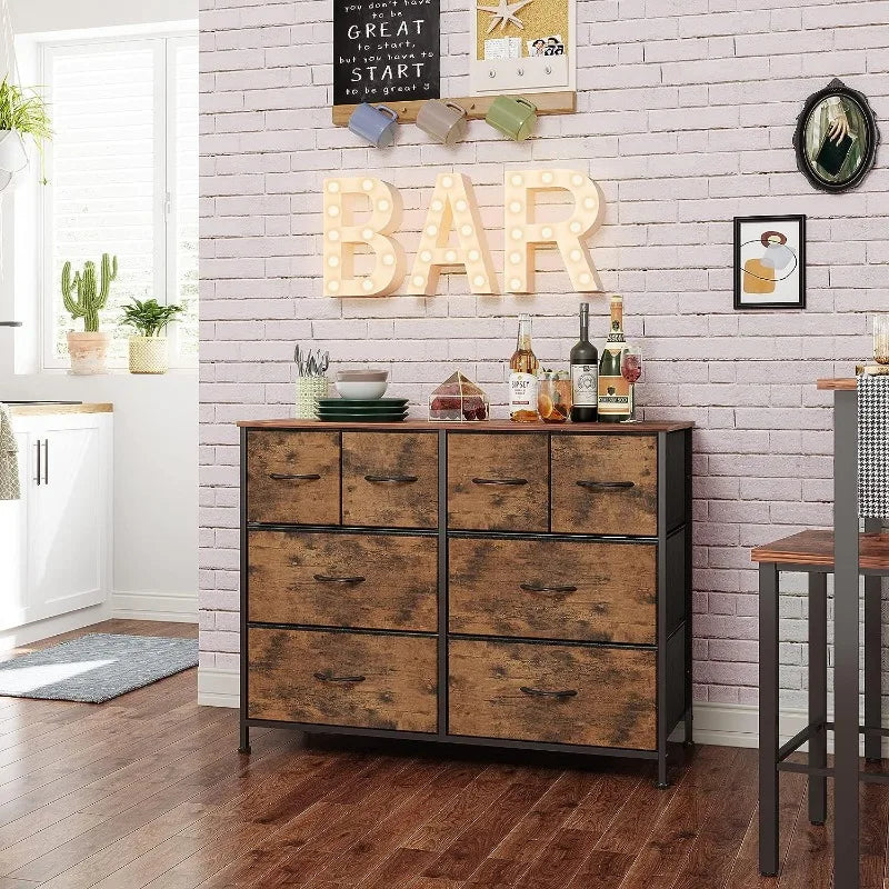 With 8 Drawers, Wide Fabric Dresser for Storage and Organization, Bedroom Dresser, Chest of Drawers