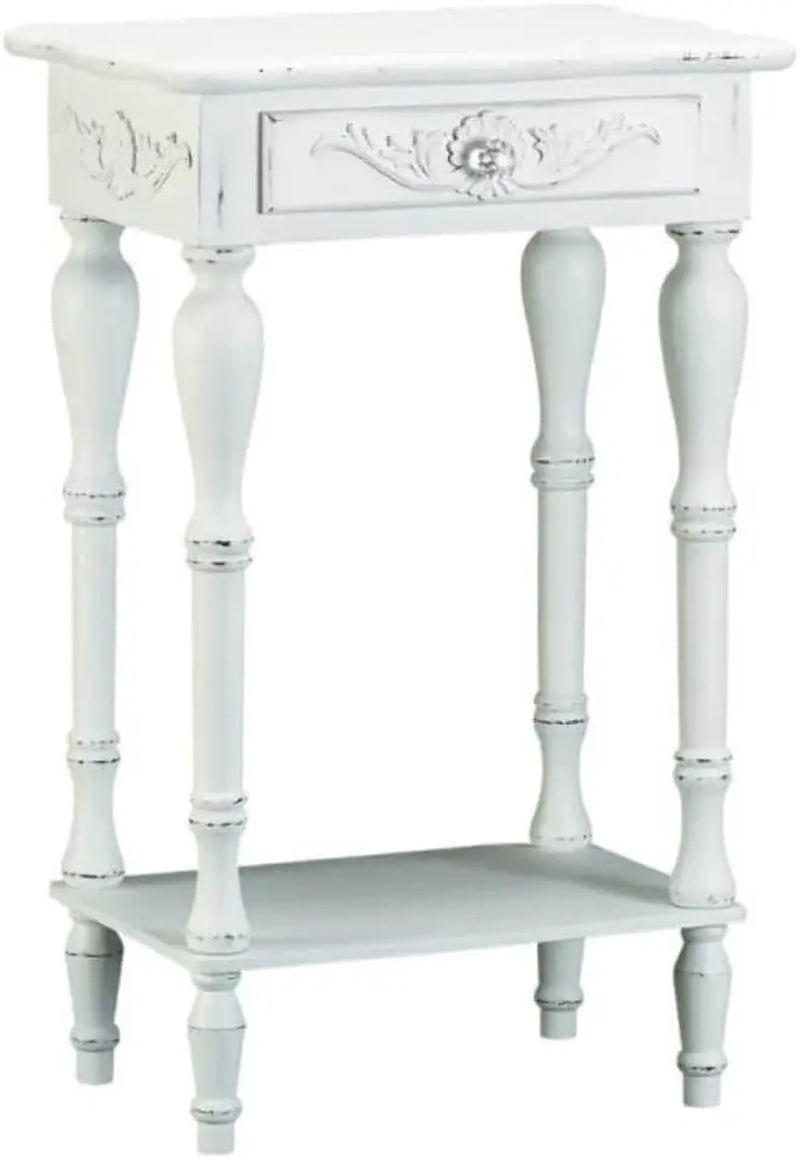 Accent plus 34353 Carved White Side Table, Multicolor
