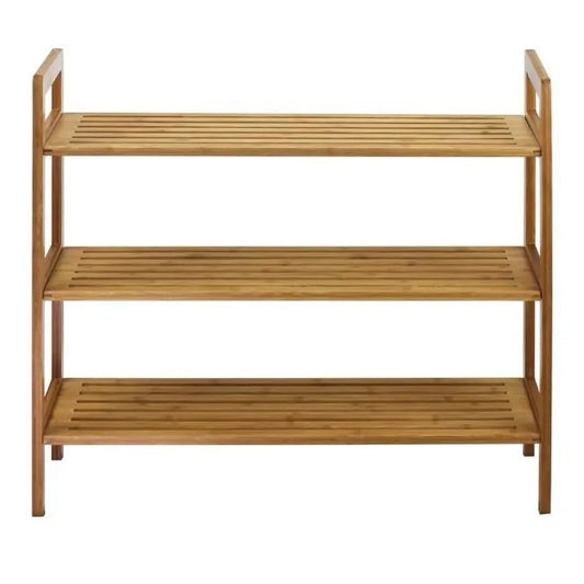 3-Tier Bamboo Shoe Rack, Natural Rack Organizer Storage Pairs S Shelves Space