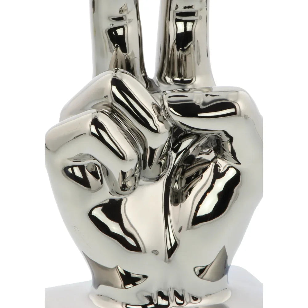 Porcelain Traditional People Sculpture, Silver, 3 - Pieces Office Home Decorative Figurines Mini Modern Art Desktop Deco