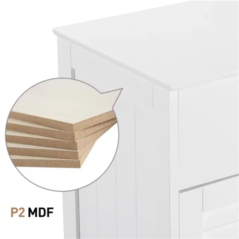 Smilemart Wooden Storage Floor Cabinet with Drawer and Single Shutter Door for Bathroom Living Room, White