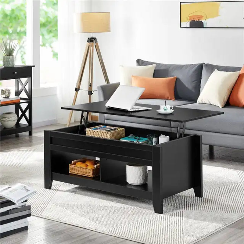 47.5" Lift Top Coffee Table with 2 Storage Compartments, Rustic Brown
