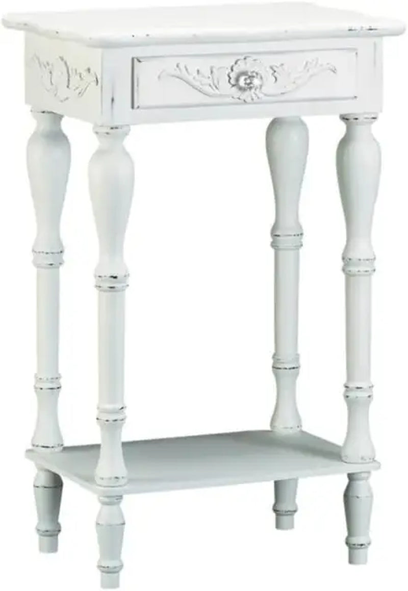 Accent plus 34353 Carved White Side Table, Multicolor