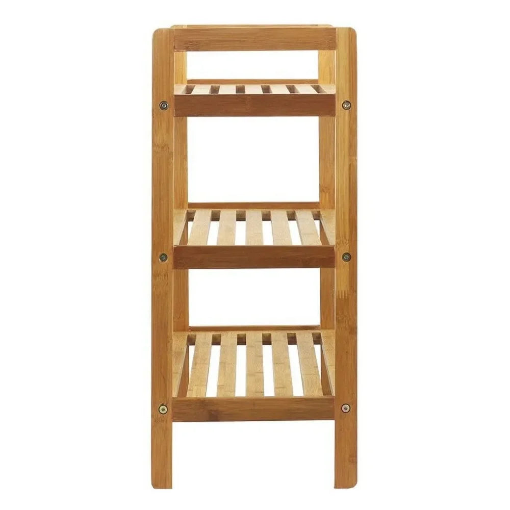 3-Tier Bamboo Shoe Rack, Natural Rack Organizer Storage Pairs S Shelves Space