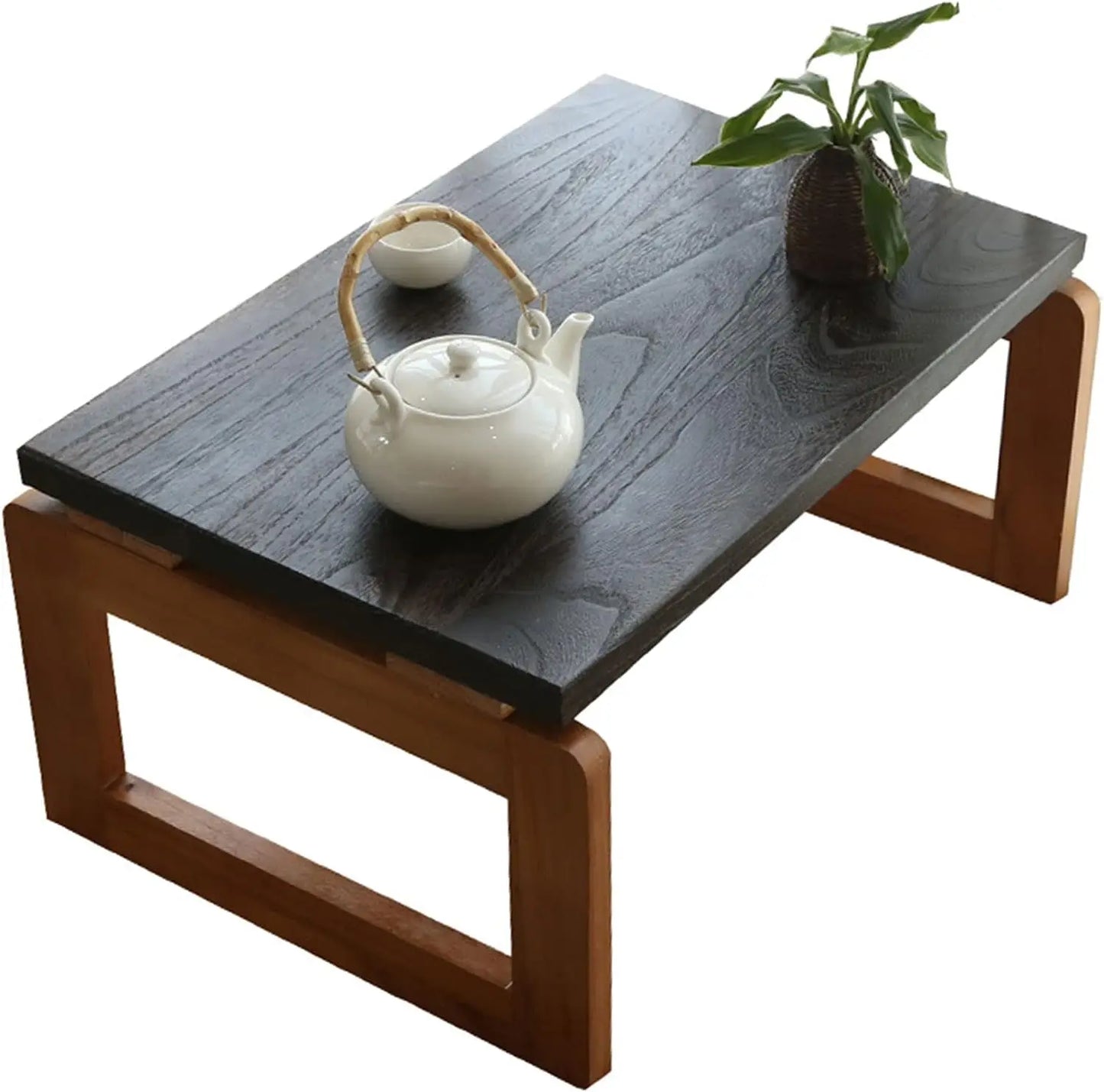 Foldable Coffee Table, Portable Bamboo Tea Table Wooden Low Table for Sitting on the Floor, 23.6X 15.7X 11.8Inch