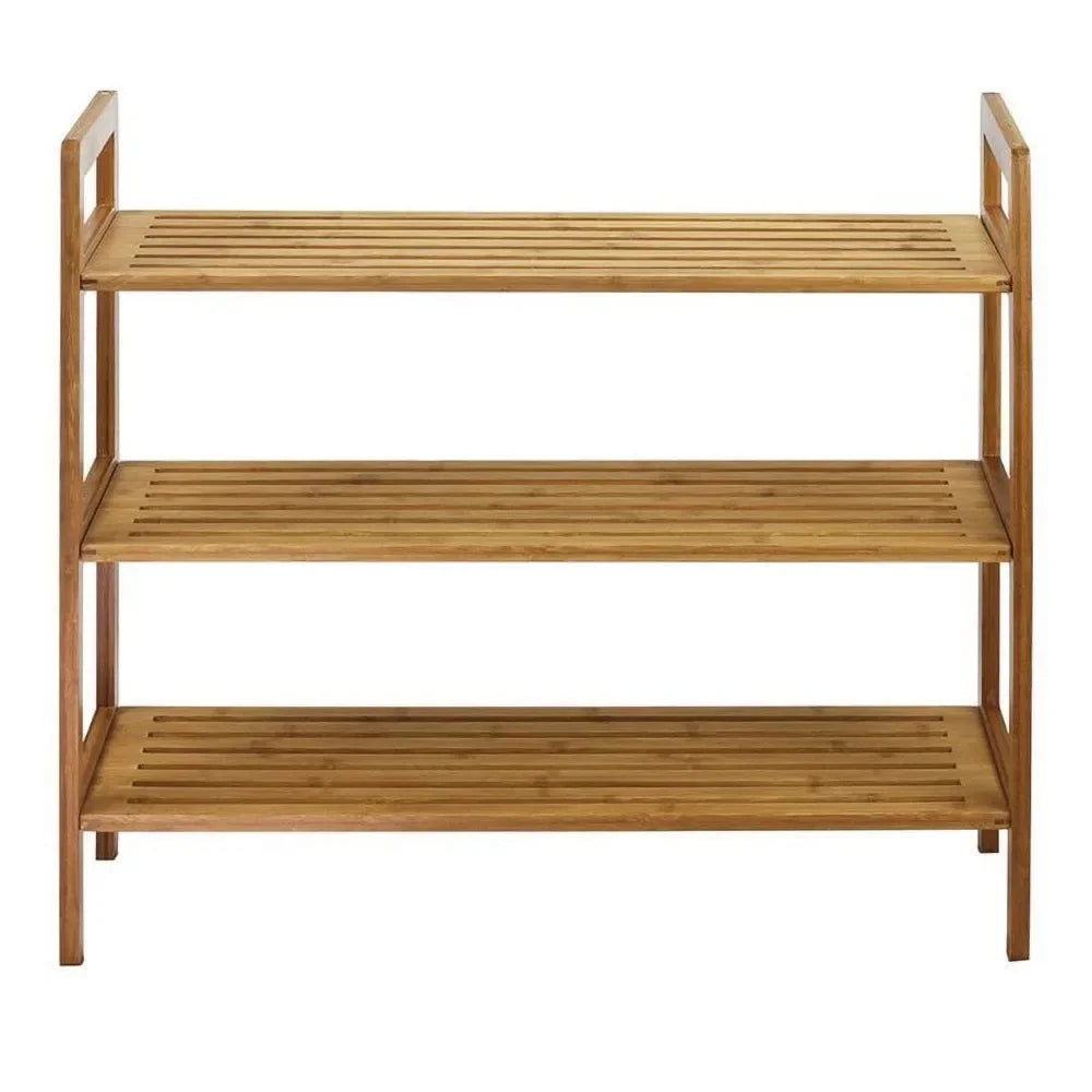 3-Tier Bamboo Shoe Rack, Natural Rack Organizer Storage Pairs S Shelves Space