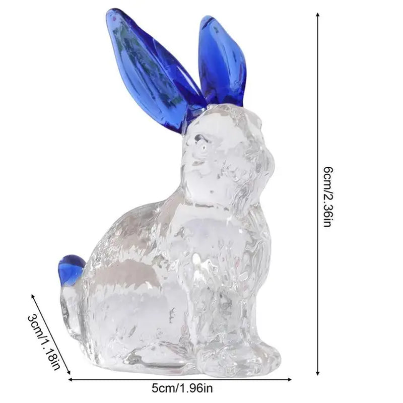 Crystal Glass Rabbit Statue Spring Festival Mascot Easter Bunny Animal Figurines Ornaments for Home Living Room Office Table