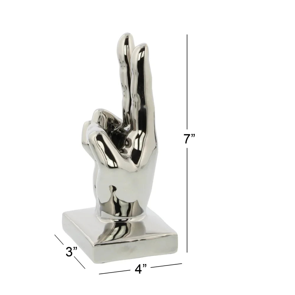 Porcelain Traditional People Sculpture, Silver, 3 - Pieces Office Home Decorative Figurines Mini Modern Art Desktop Deco